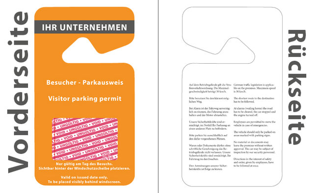 VOID Parkausweis - selbstverfärbende Ausweis für Rückspiegel im Auto